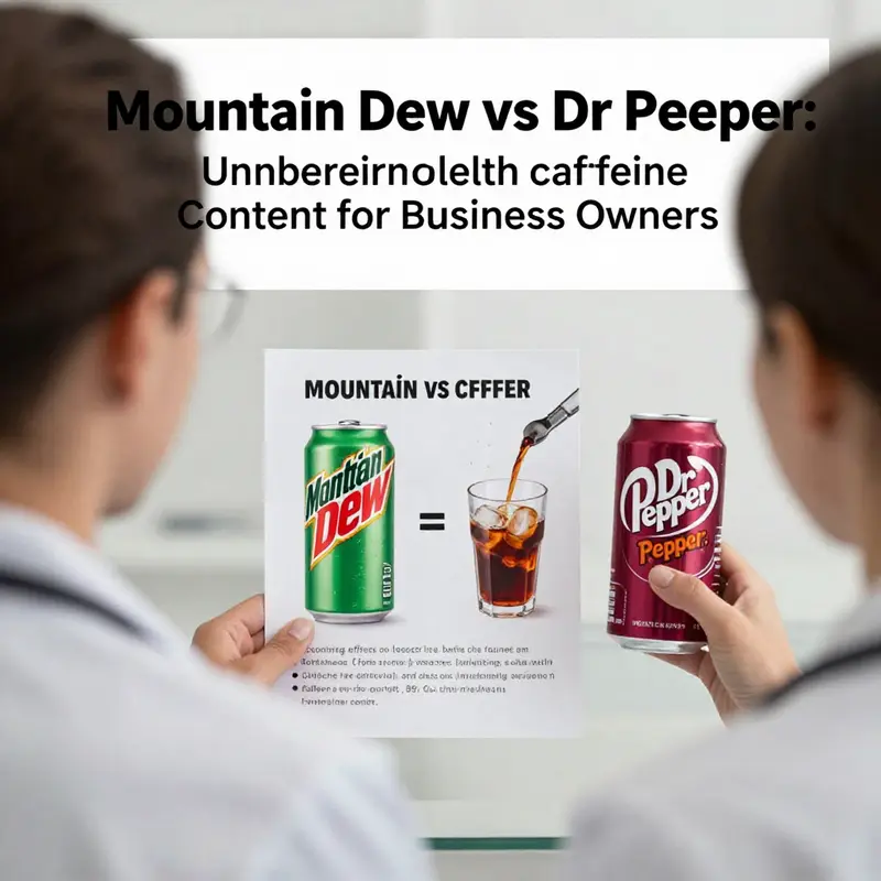 Caffeine content comparison between Mountain Dew and Dr Pepper displayed visually.