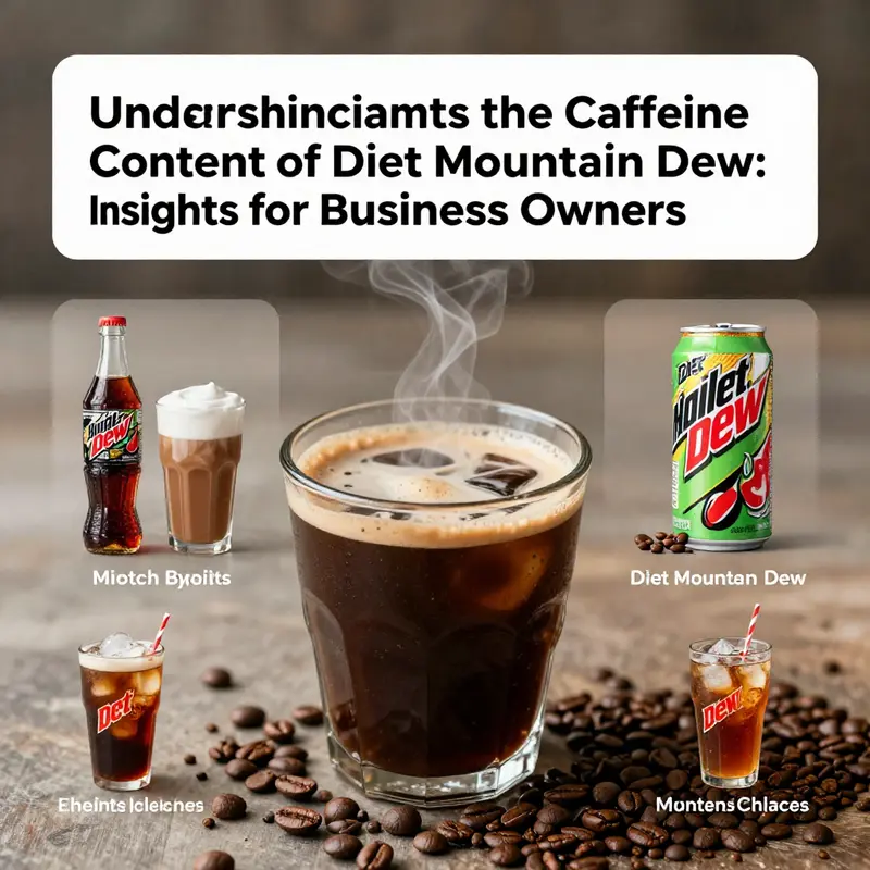 A visual representation of Diet Mountain Dew, highlighting its caffeine content.