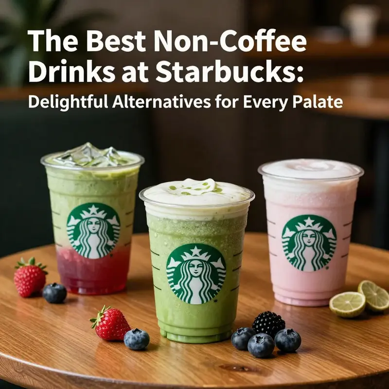 A colorful selection of Starbucks non-coffee beverages capturing their vibrant and flavorful nature.