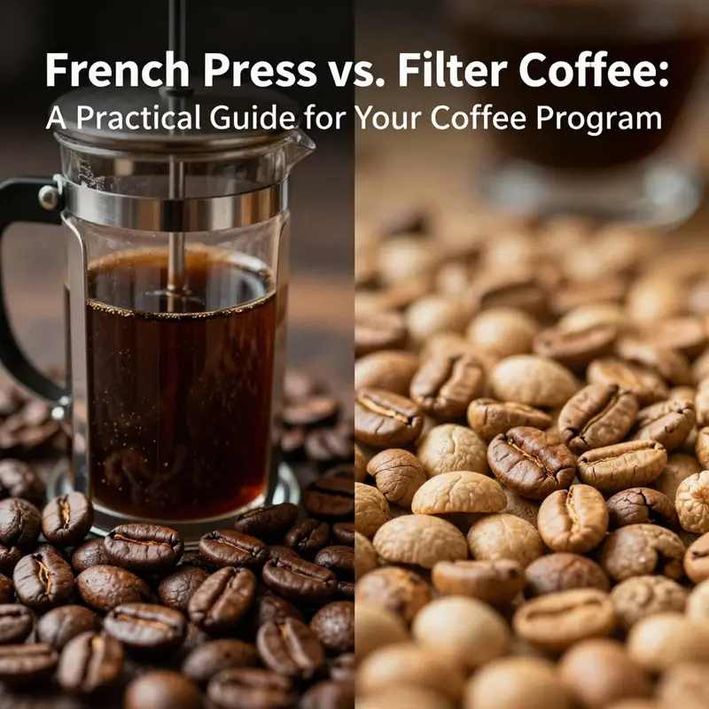 A comparison of taste profiles: rich and full-bodied French press vs. crisp and bright filter coffee.