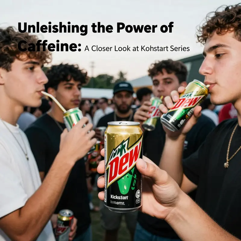 An array of Mountain Dew products highlighting their varying caffeine contents.