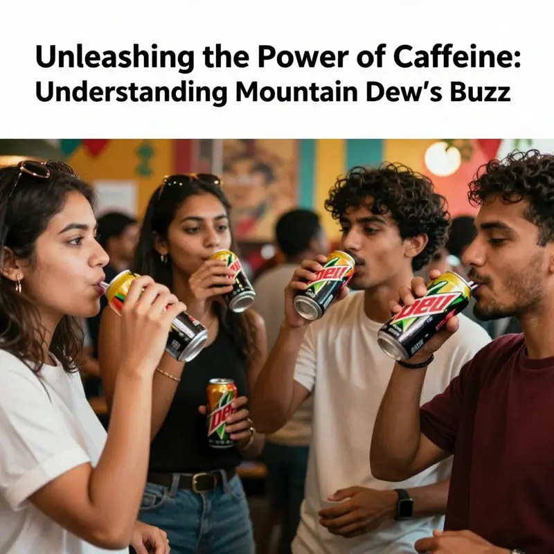 An up-close view of a can of Mountain Dew showcasing its distinct caffeine content.
