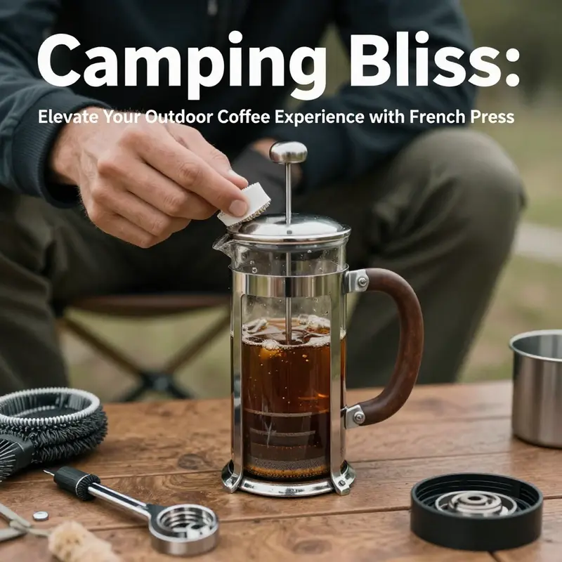 Enjoying the rich flavors of a French Press coffee amidst the serene landscapes of camping.