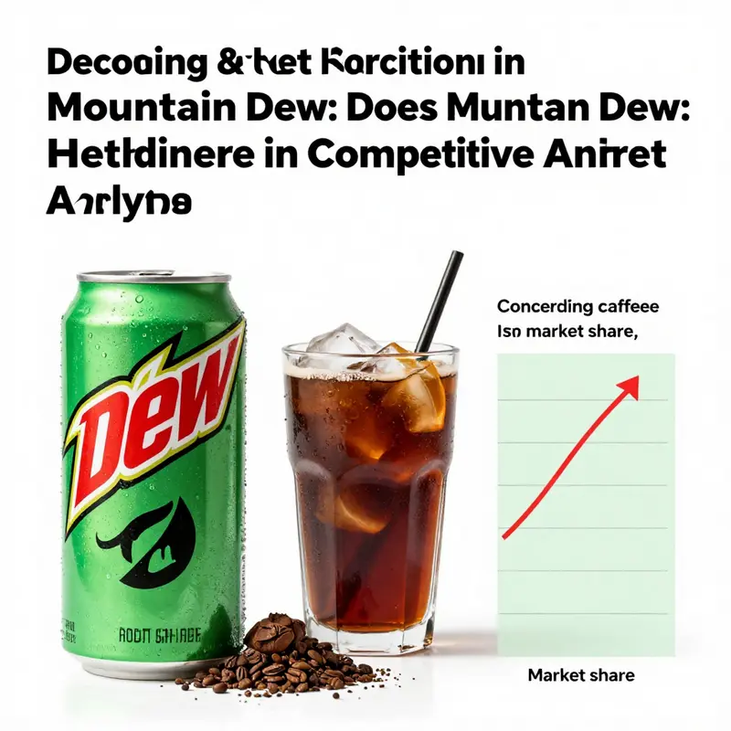 Various Mountain Dew variants emphasizing their consistent caffeine content.