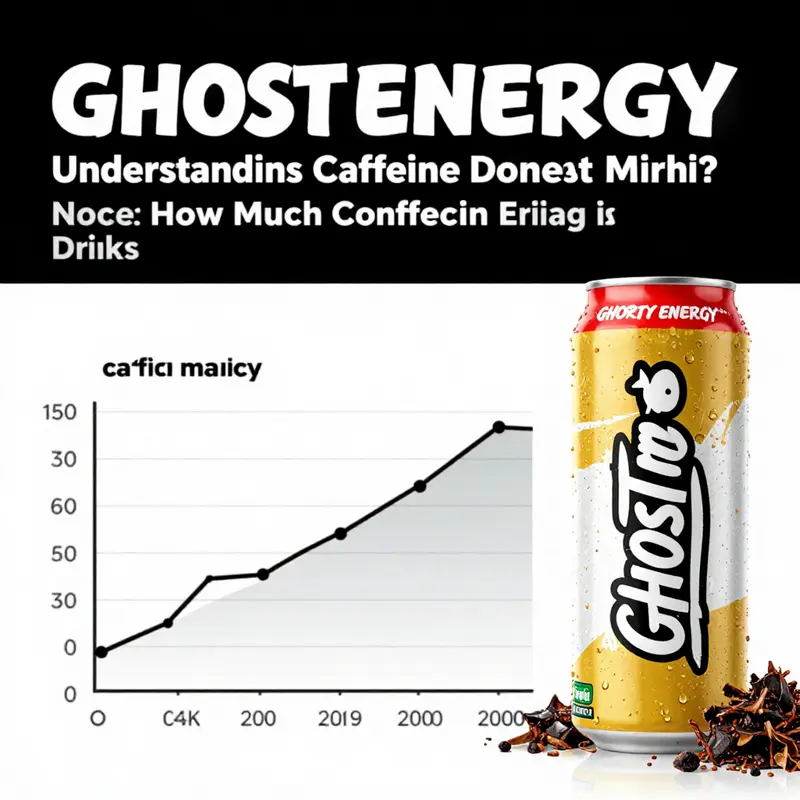 An infographic detailing the caffeine content in GHOST Energy drinks and comparisons with other beverages.