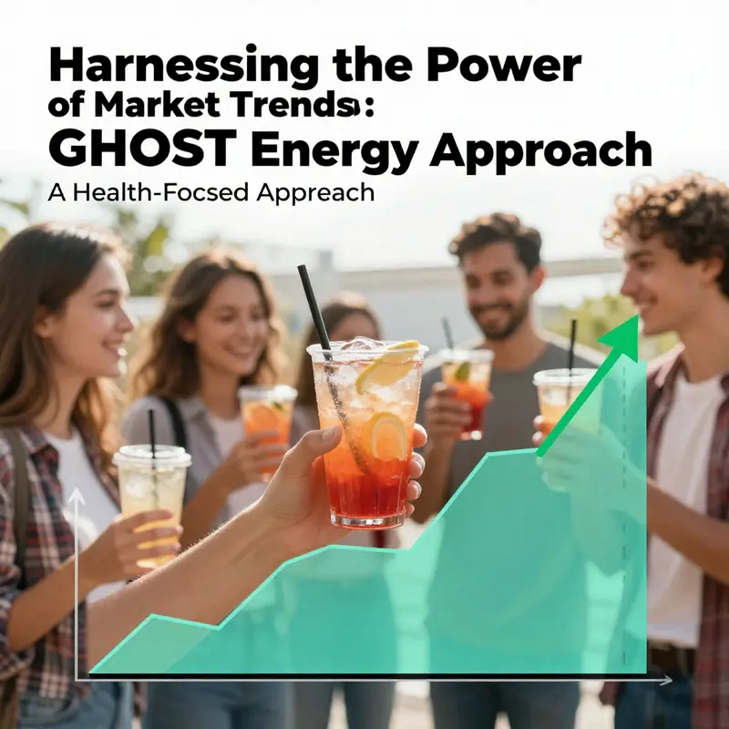 An assortment of GHOST Energy drinks alongside key health-boosting ingredients illustrating their benefits.