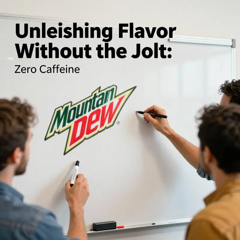Mountain Dew Zero Caffeine showcases a crisp and refreshing appeal, perfect for consumers avoiding caffeine.