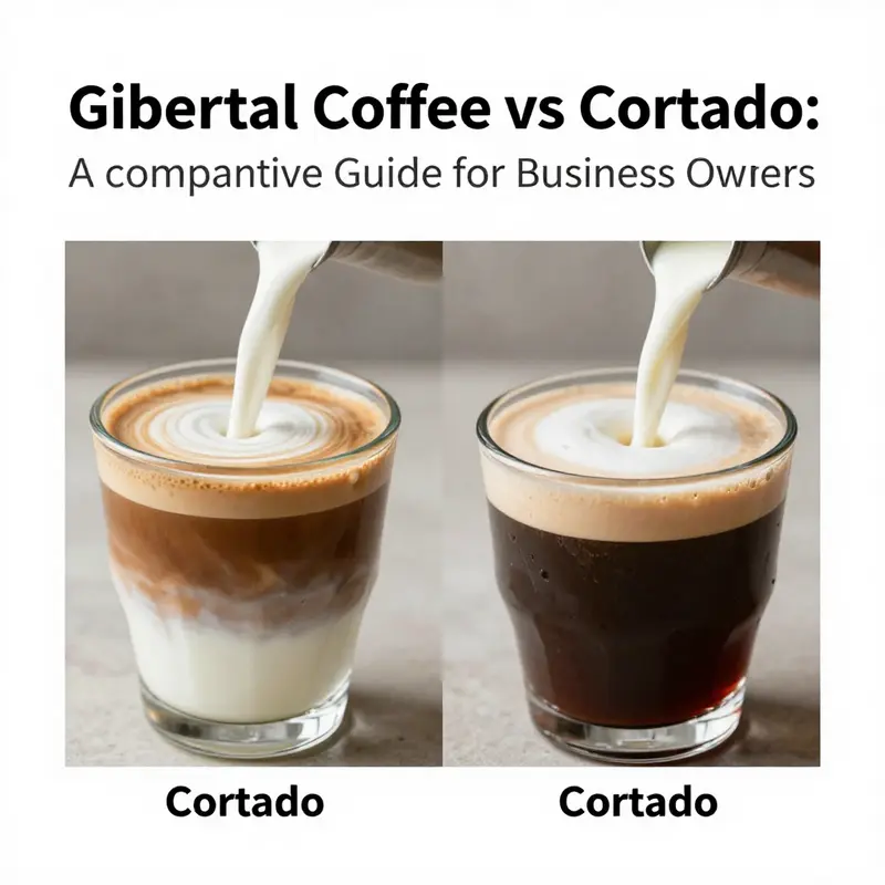 The unique origins and names of Gibraltar coffee and cortado, symbolized through their distinct serving vessels.