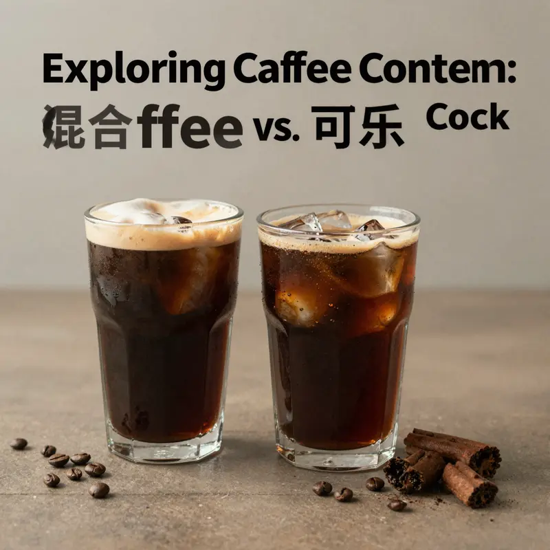 Infographic comparing caffeine content per volume of coffee and coke.