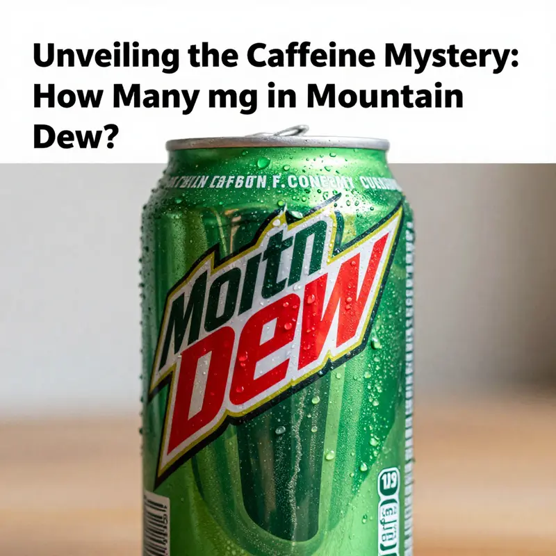 Highlighting the caffeine content in Mountain Dew with a clear view of the can.
