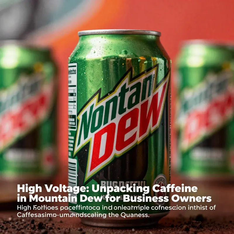 The nutritional label of a Mountain Dew highlighting its caffeine content.