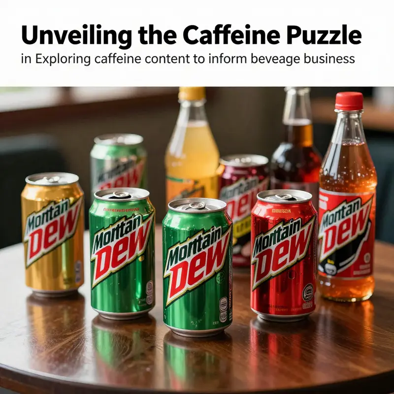 An artistic arrangement of multiple Mountain Dew beverage cans and bottles on a table.