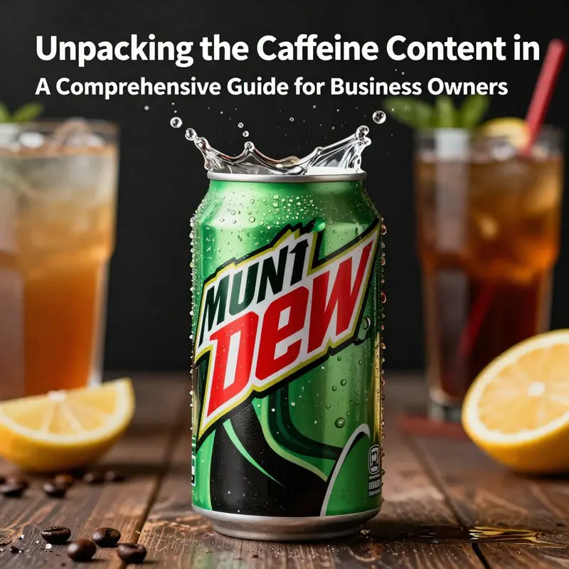 An appealing cover image showing a can of Mountain Dew against a variety of drinks, highlighting caffeine levels.