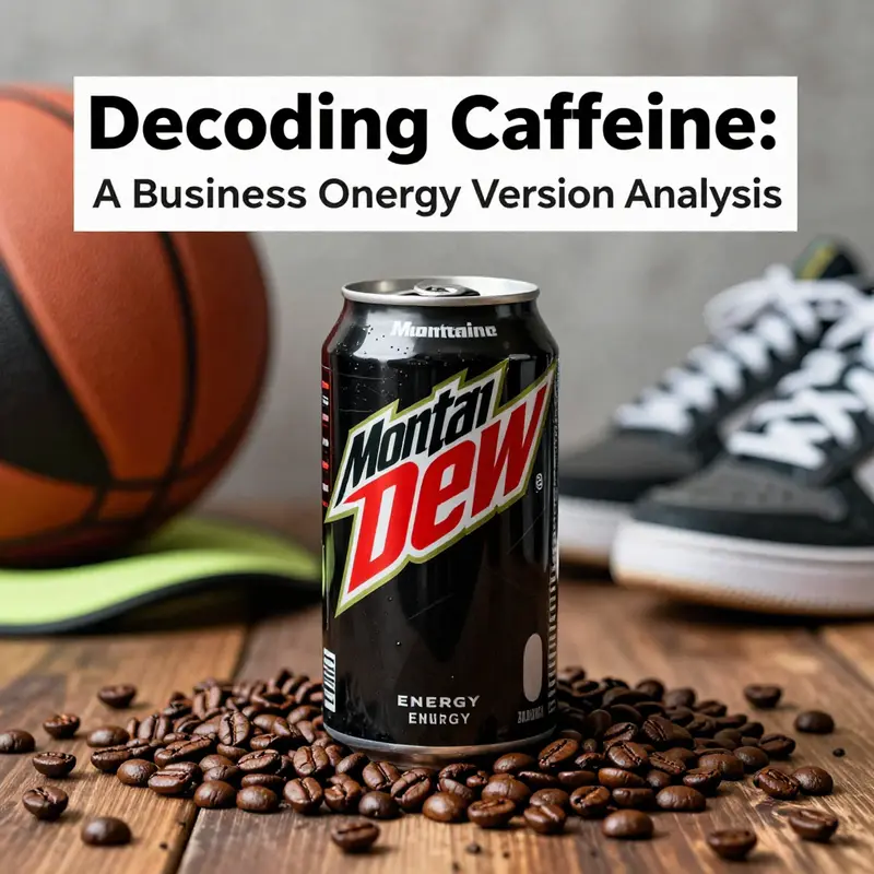 A visual comparison of Original and Code Red Mountain Dew, highlighting their caffeine content.