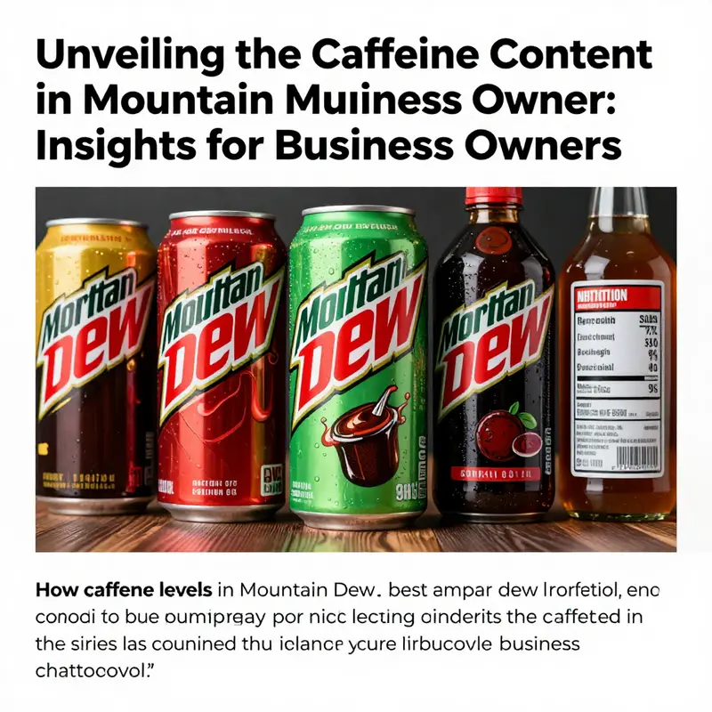 A feature image displaying different Mountain Dew products with a focus on their caffeine levels and nutritional facts.