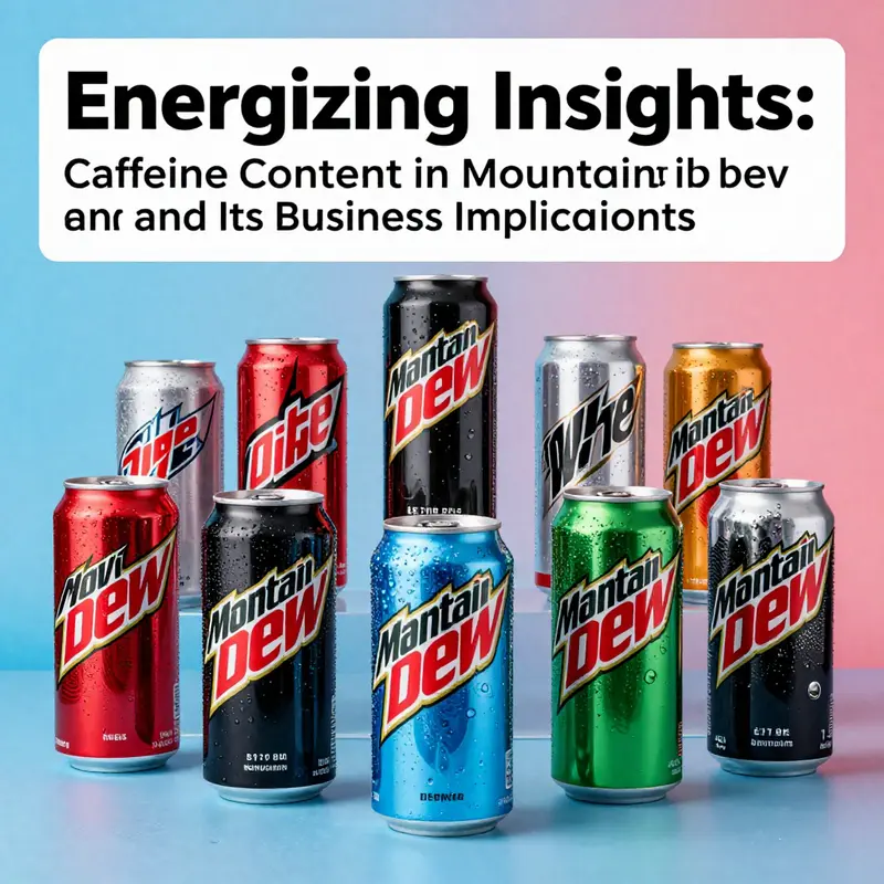 Classic Mountain Dew showcases its iconic vibrant color and refreshing effervescence, emphasizing its caffeine content.