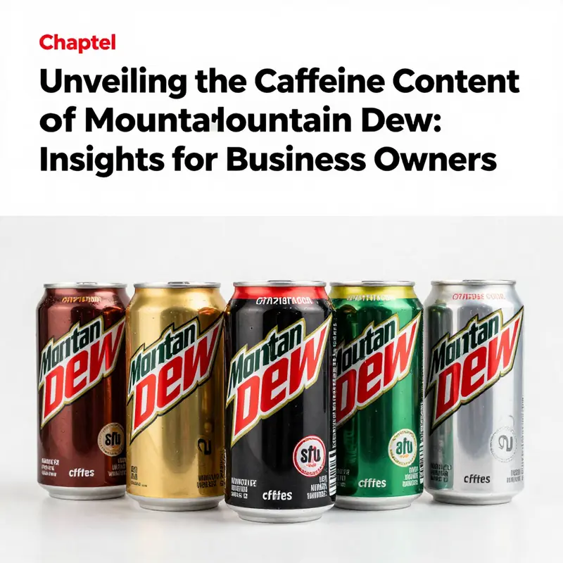 Caffeine content displayed on different Mountain Dew variants, highlighting their levels directly on the cans.