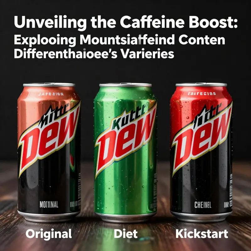 Comparison of caffeine content in various Mountain Dew products.