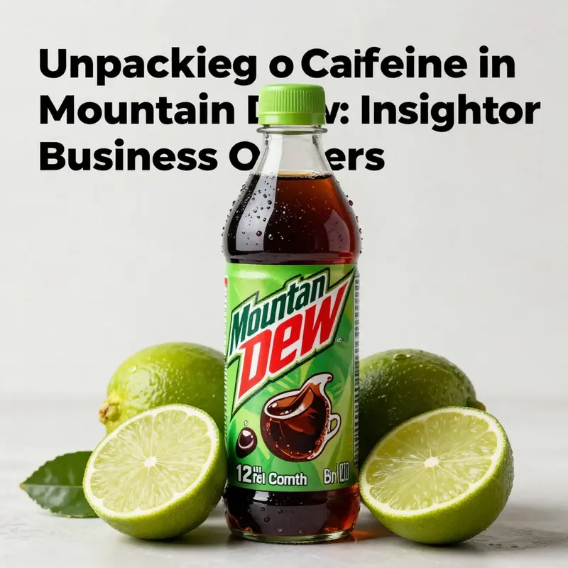 Overview of caffeine quantity in a refreshingly cold Mountain Dew bottle.