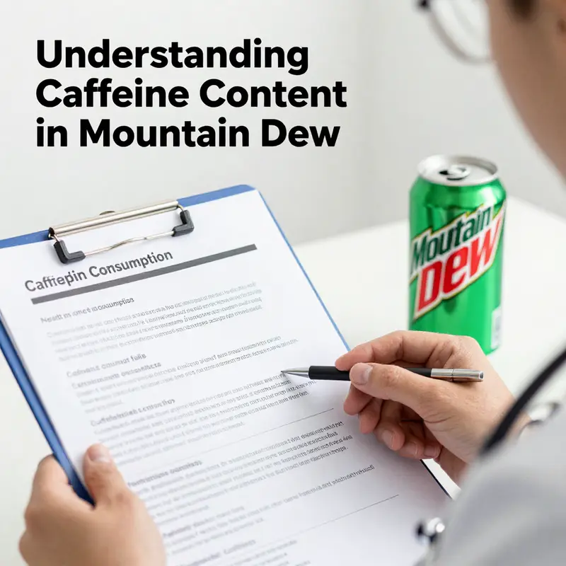 Infographic displaying the caffeine content in various Mountain Dew products.