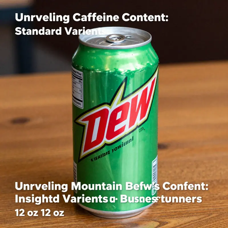 Standard Mountain Dew can showcasing caffeine content.