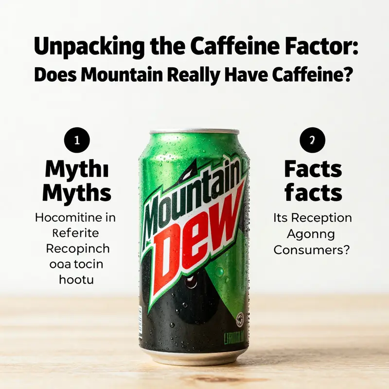 A can of Mountain Dew with visible nutrition facts, emphasizing its caffeine content.
