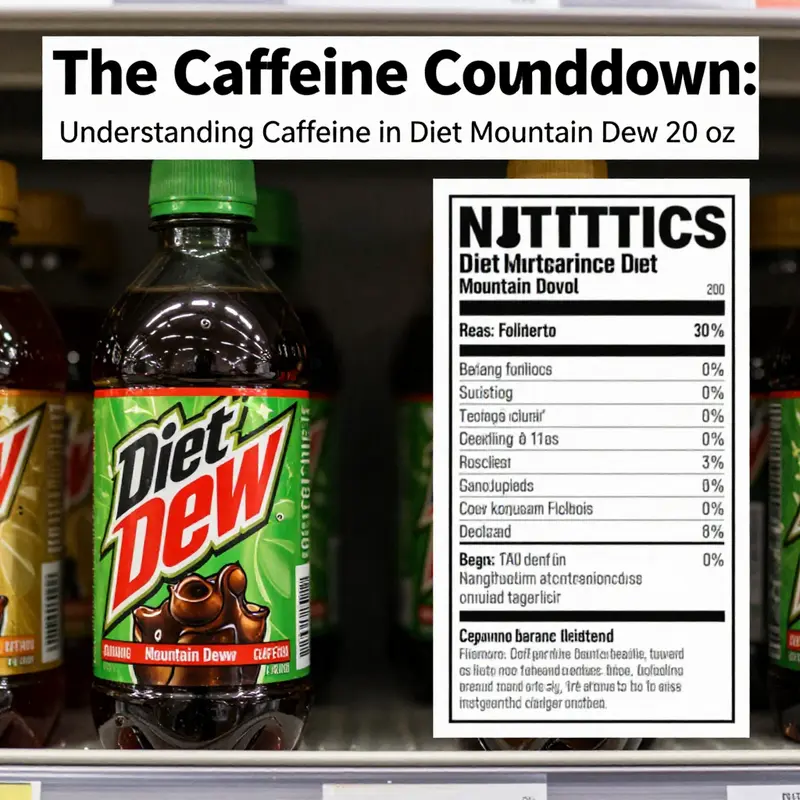 Visual representation of the caffeine content in Diet Mountain Dew and its measurement.