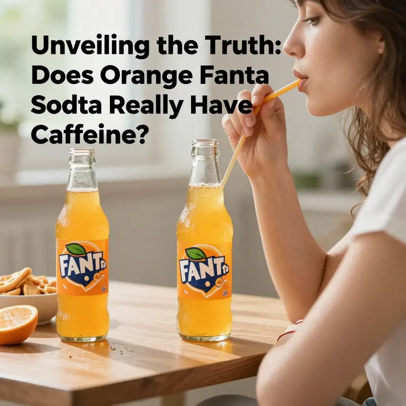 An overview of Orange Fanta Soda emphasizing its caffeine-free status.