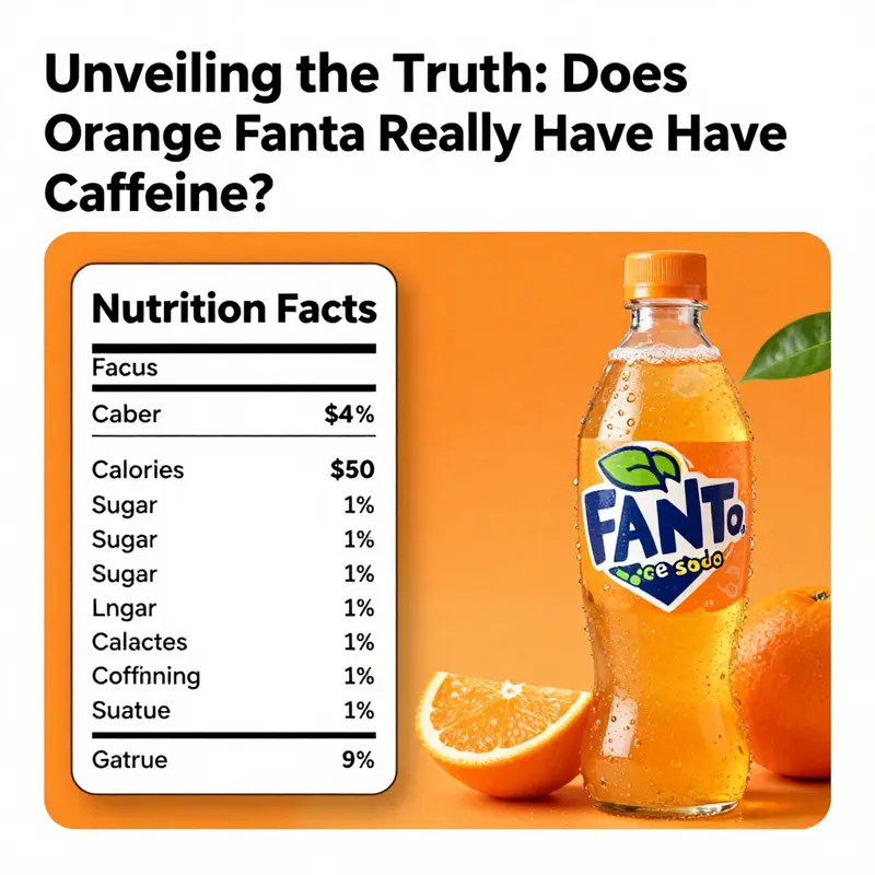 An overview of Orange Fanta Soda emphasizing its caffeine-free status.