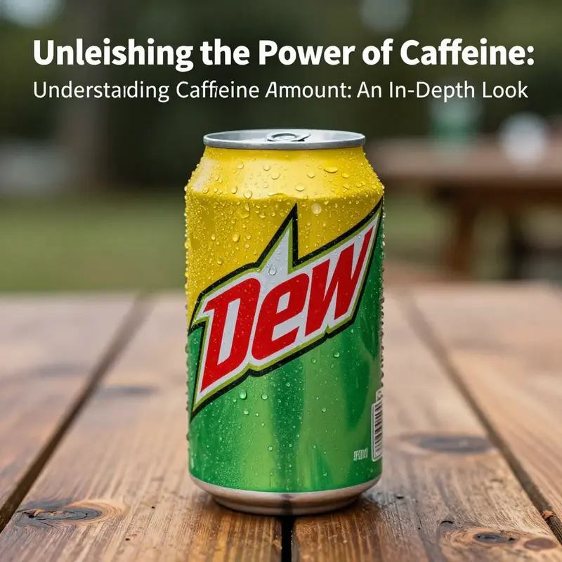An up-close view of a can of Mountain Dew showcasing its distinct caffeine content.