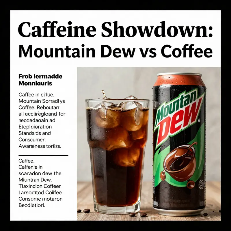 A bar graph illustrating caffeine content differences between Mountain Dew and coffee.