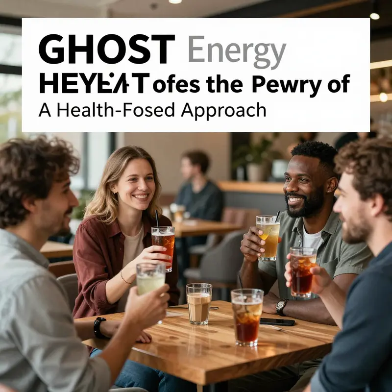 An assortment of GHOST Energy drinks alongside key health-boosting ingredients illustrating their benefits.