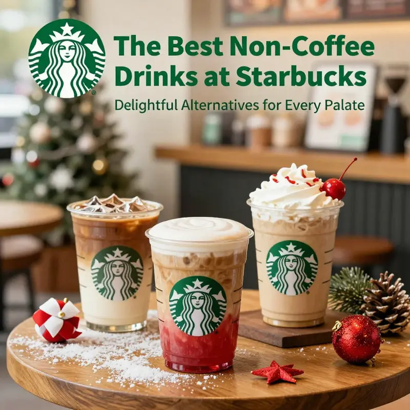 A colorful selection of Starbucks non-coffee beverages capturing their vibrant and flavorful nature.