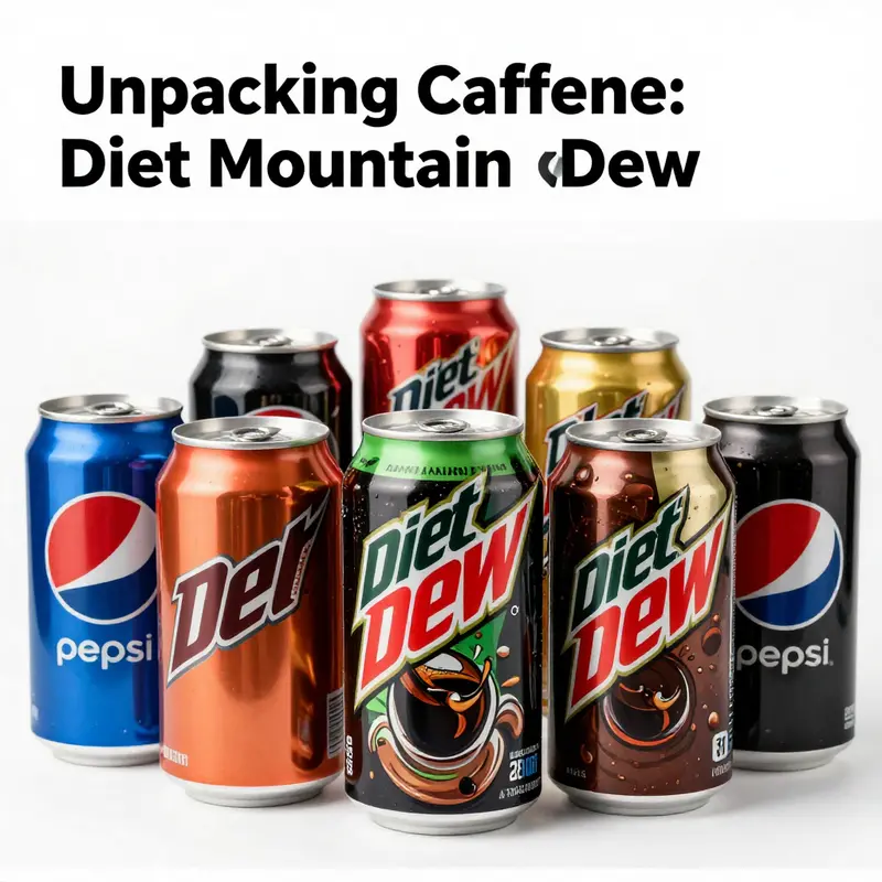 Diet Mountain Dew’s impressive caffeine content is set against that of other popular sodas.