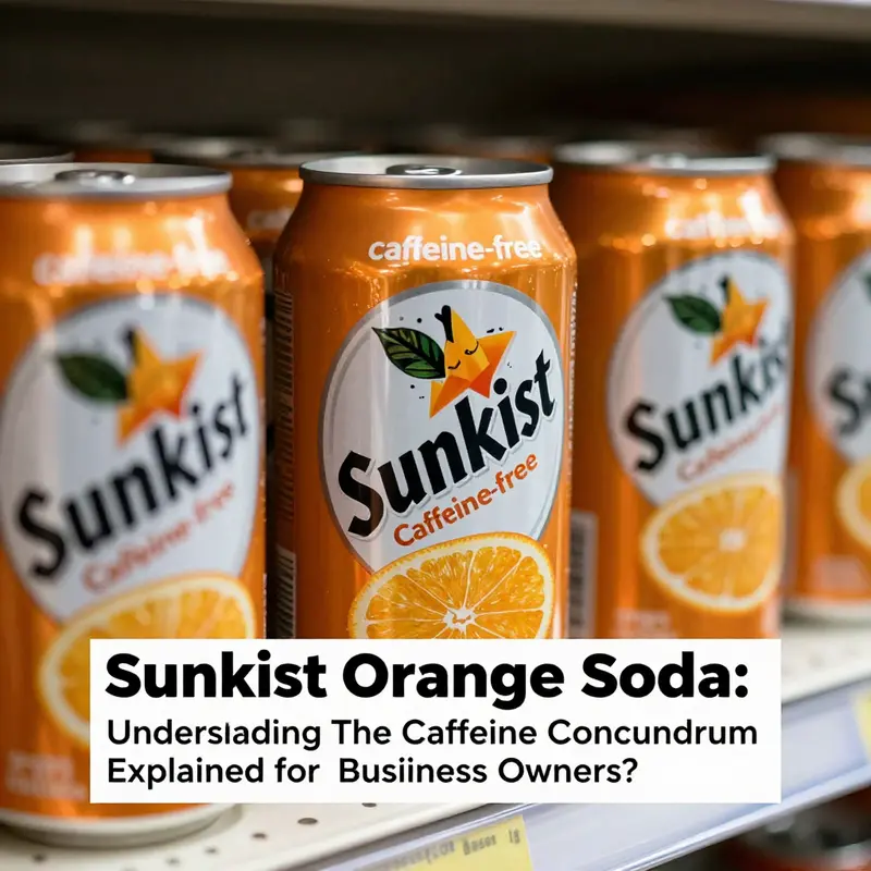 The distinction between caffeinated and caffeine-free Sunkist Orange Soda variants on display.