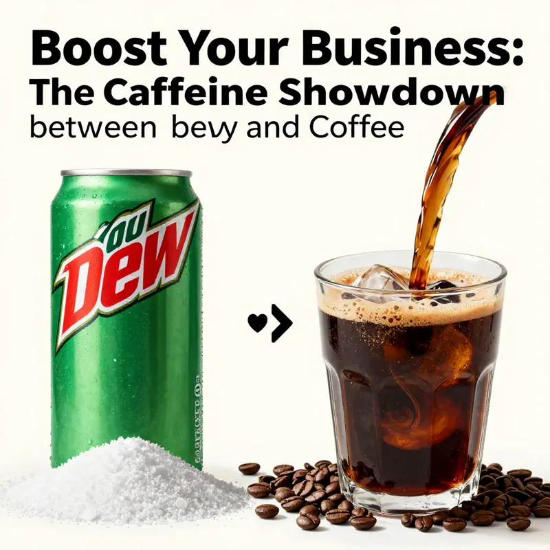 Direct comparison of caffeine content in Mountain Dew and coffee.