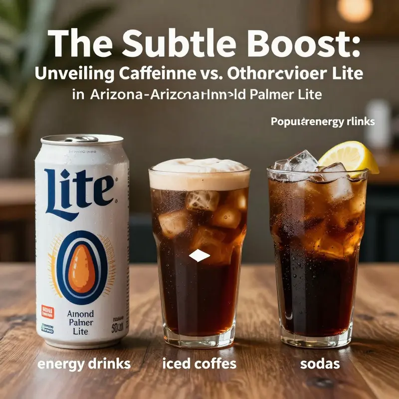 Arizona Arnold Palmer Lite showcases its distinct iced tea and lemonade blend, providing a refreshingly low-caffeine beverage option.