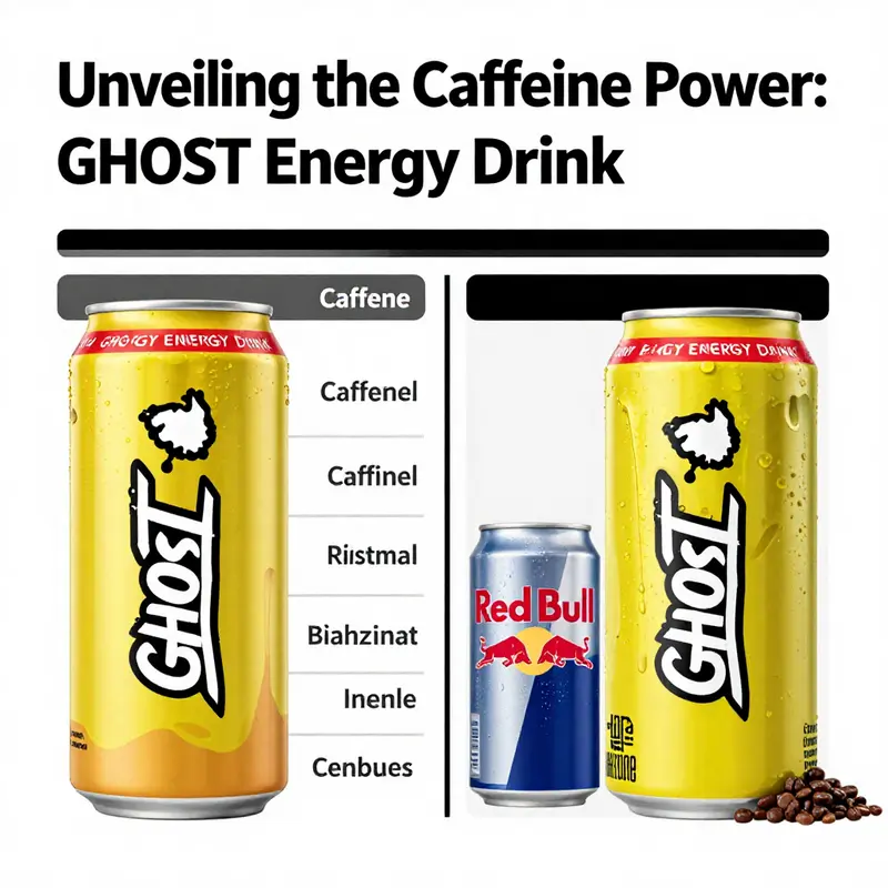 Detailed view of GHOST Energy Drink’s nutrition label highlighting the caffeine composition.