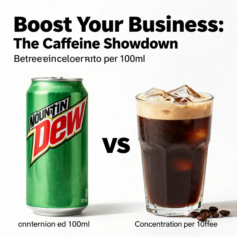 Direct comparison of caffeine content in Mountain Dew and coffee.