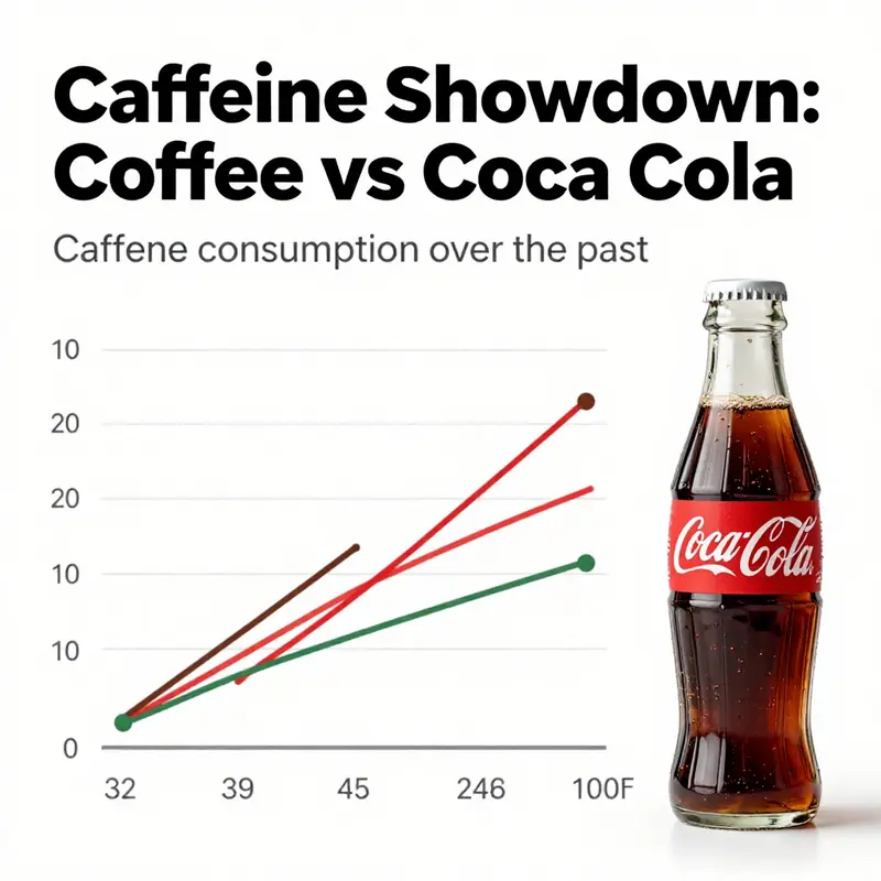 Caffeine content comparison between coffee and Coca-Cola.