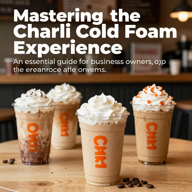 An array of Charli Cold Foam drinks beautifully arranged in a café, highlighting their appeal.