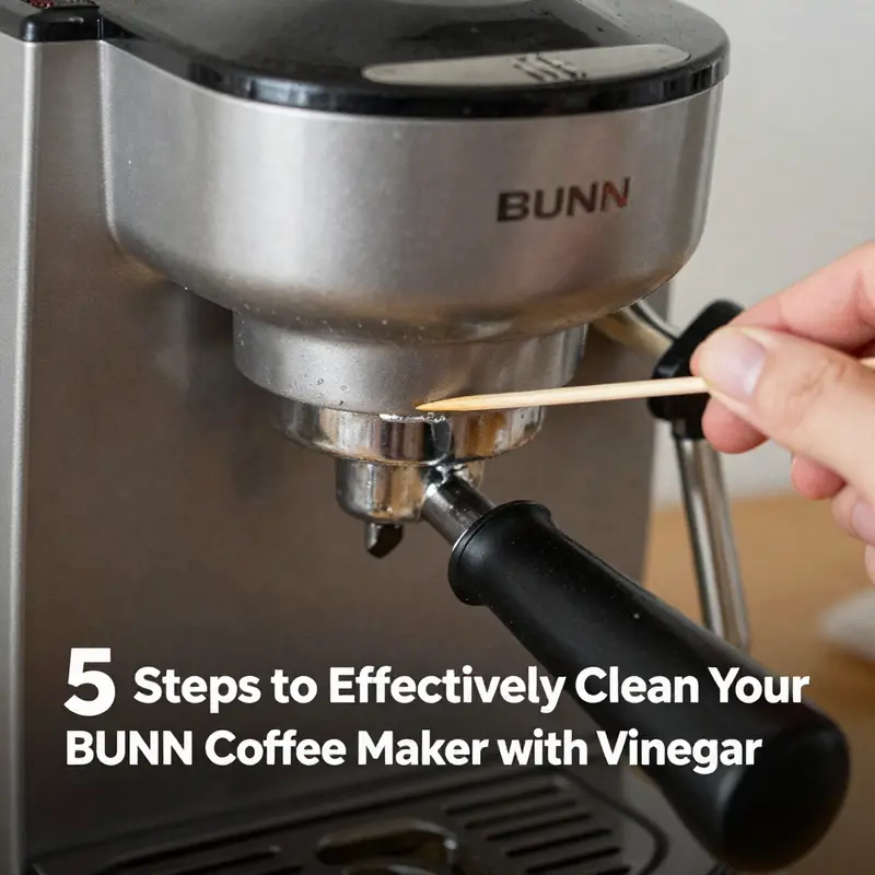 Preparing the vinegar and water mixture for cleaning the BUNN coffee maker.