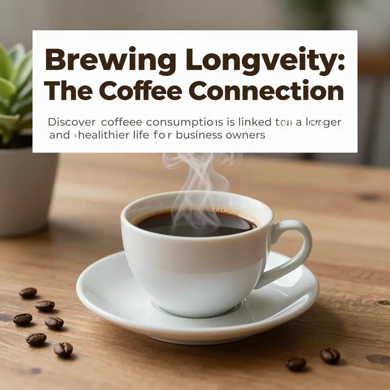 A cup of coffee on a desk with greenery, reflecting the theme of health benefits associated with coffee consumption.