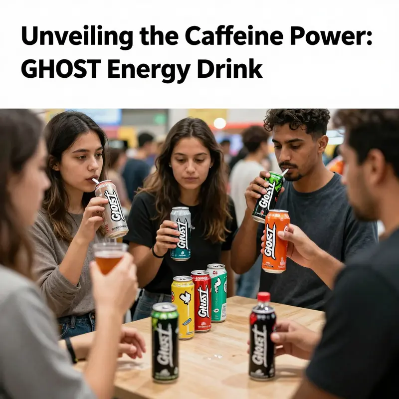 Detailed view of GHOST Energy Drink’s nutrition label highlighting the caffeine composition.