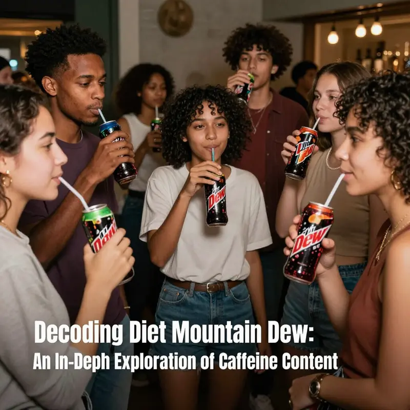 Nutrition facts label focusing on caffeine content in Diet Mountain Dew.