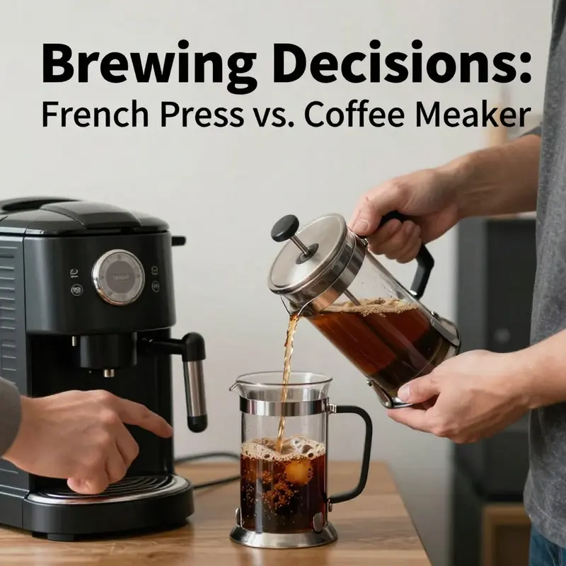 Visual comparison of flavor profiles: French press coffee on the left and coffee maker on the right.