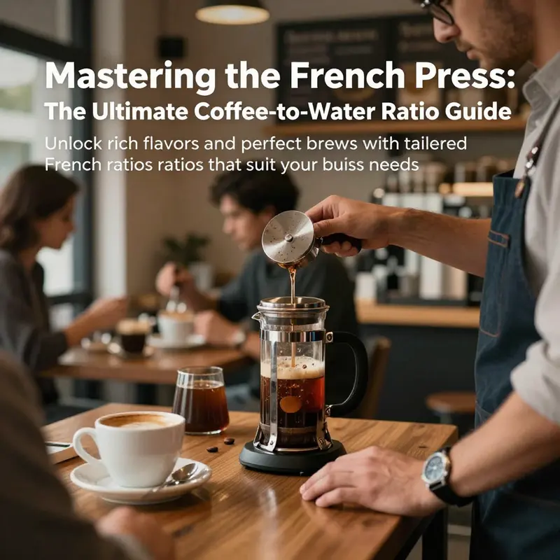 A barista brewing coffee in a French press amidst a warm café atmosphere, highlighting the coffee culture.
