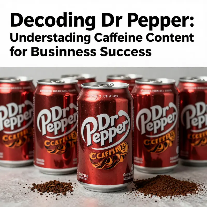 A display of Dr Pepper cans, highlighting the brand's caffeine content and appeal.