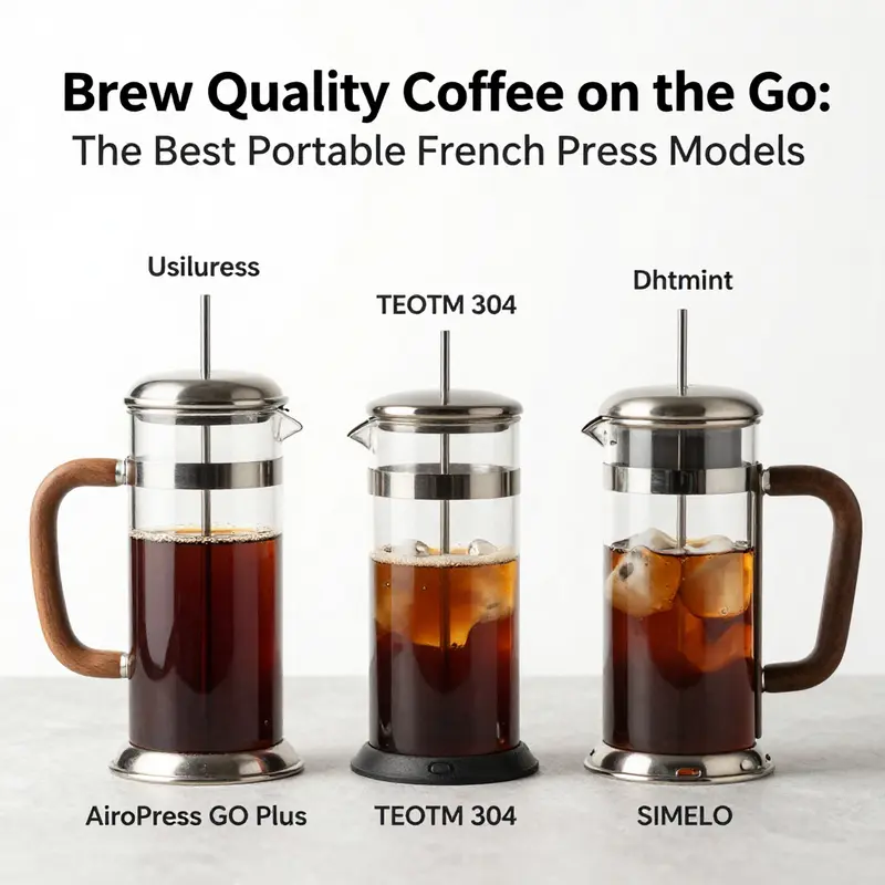 An array of top portable French press models highlighting their unique designs.