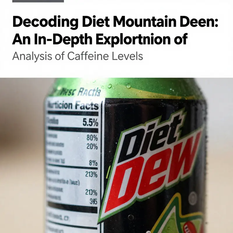 Nutrition facts label focusing on caffeine content in Diet Mountain Dew.